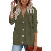 MEROKEETY Cardigan Sweater for Women 2026 Fall Winter Spring Cable Knit Button Up Open Front Long Sleeve Coat(Army Green)