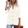 MEROKEETY Cardigan Sweater for Women 2026 Fall Winter Spring Cable Knit Button Up Open Front Long Sleeve Coat(Beige)