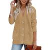 MEROKEETY Cardigan Sweater for Women 2026 Fall Winter Spring Cable Knit Button Up Open Front Long Sleeve Coat(Khaki)