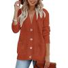 MEROKEETY Cardigan Sweater for Women 2026 Fall Winter Spring Cable Knit Button Up Open Front Long Sleeve Coat(Rust)