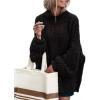 MEROKEETY Fall Sweaters for Women 2025 Oversized Pullover Crochet Lantern Long Sleeve Mock Neck Casual Loose Tops(Black)