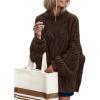 MEROKEETY Fall Sweaters for Women 2025 Oversized Pullover Crochet Lantern Long Sleeve Mock Neck Casual Loose Tops(Coffee)
