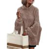 MEROKEETY Fall Sweaters for Women 2025 Oversized Pullover Crochet Lantern Long Sleeve Mock Neck Casual Loose Tops(Mocha)