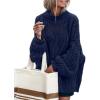 MEROKEETY Fall Sweaters for Women 2025 Oversized Pullover Crochet Lantern Long Sleeve Mock Neck Casual Loose Tops(Navy)