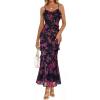 MEROKEETY Spring Wedding Guest Dress for Women 2026 Summer Floral Cocktail Party Beach Vacation Ruffle Bodycon Maxi Dresses(Black)