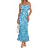 MEROKEETY Spring Wedding Guest Dress for Women 2026 Summer Floral Cocktail Party Beach Vacation Ruffle Bodycon Maxi Dresses(Blue)