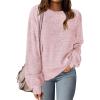 MEROKEETY Sweaters for Women Fall Winter 2026 Oversized Pullover Spring Crew Neck Long Sleeve Heathered Knit Tops(Dusty Pink)