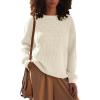 MEROKEETY Women’s 2025 Long Sleeve Waffle Knit Pullover Sweater Crew Neck Solid Color Jumper Tops(Beige)