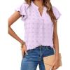 MEROKEETY Women’s 2026 Spring V Neck Ruffle Short Sleeve Blouse Summer Swiss Dot Dressy Casual Flowy Shirt Tunic Top(Purple)