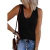 MEROKEETY Women’s 2026 Summer Sleeveless Tank Tops V Neck Ribbed Dressy Casual Henley Shirts Button Loose Cami Tees(Black)