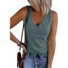 MEROKEETY Women’s 2026 Summer Sleeveless Tank Tops V Neck Ribbed Dressy Casual Henley Shirts Button Loose Cami Tees(Blue)