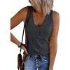 MEROKEETY Women’s 2026 Summer Sleeveless Tank Tops V Neck Ribbed Dressy Casual Henley Shirts Button Loose Cami Tees(Darkgrey)