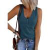 MEROKEETY Women’s 2026 Summer Sleeveless Tank Tops V Neck Ribbed Dressy Casual Henley Shirts Button Loose Cami Tees(Dustyblue)
