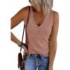 MEROKEETY Women’s 2026 Summer Sleeveless Tank Tops V Neck Ribbed Dressy Casual Henley Shirts Button Loose Cami Tees(Dustypink)