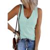MEROKEETY Women’s 2026 Summer Sleeveless Tank Tops V Neck Ribbed Dressy Casual Henley Shirts Button Loose Cami Tees(Lightblue)