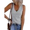 MEROKEETY Women’s 2026 Summer Sleeveless Tank Tops V Neck Ribbed Dressy Casual Henley Shirts Button Loose Cami Tees(Lightgrey)