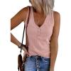 MEROKEETY Women’s 2026 Summer Sleeveless Tank Tops V Neck Ribbed Dressy Casual Henley Shirts Button Loose Cami Tees(Pink)