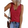 MEROKEETY Women’s 2026 Summer Sleeveless Tank Tops V Neck Ribbed Dressy Casual Henley Shirts Button Loose Cami Tees(Red)