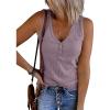 MEROKEETY Women’s 2026 Summer Sleeveless Tank Tops V Neck Ribbed Dressy Casual Henley Shirts Button Loose Cami Tees(Taro)