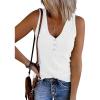MEROKEETY Women’s 2026 Summer Sleeveless Tank Tops V Neck Ribbed Dressy Casual Henley Shirts Button Loose Cami Tees(White)