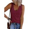 MEROKEETY Women’s 2026 Summer Sleeveless Tank Tops V Neck Ribbed Dressy Casual Henley Shirts Button Loose Cami Tees(Wine)