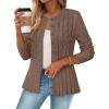 MEROKEETY Women’s Cable Knit Peplum Cardigan Sweaters 2026 Trendy Fall Open Front Button Down Soft Knitted Coat(Camel)