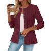 MEROKEETY Women’s Cable Knit Peplum Cardigan Sweaters 2026 Trendy Fall Open Front Button Down Soft Knitted Coat(Wine)