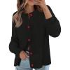 MEROKEETY Women’s Cardigan Sweaters 2026 Fall Trendy Chunky Knit Button Up Cute Winter Long Sleeve Open Front Coats(Black)