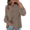 MEROKEETY Women’s Cardigan Sweaters 2026 Fall Trendy Chunky Knit Button Up Cute Winter Long Sleeve Open Front Coats(Camel)