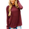 MEROKEETY Women’s Casual Long Sleeve Sweaters 2025 Loose Crew Neck Fall Winter Knit Pullover Sweater Tops(Burgundy)