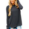 MEROKEETY Women’s Casual Long Sleeve Sweaters 2025 Loose Crew Neck Fall Winter Knit Pullover Sweater Tops(Charcoal)