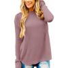 MEROKEETY Women’s Casual Long Sleeve Sweaters 2025 Loose Crew Neck Fall Winter Knit Pullover Sweater Tops(Dustypink)