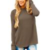 MEROKEETY Women’s Casual Long Sleeve Sweaters 2025 Loose Crew Neck Fall Winter Knit Pullover Sweater Tops(Mocha)