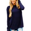 MEROKEETY Women’s Casual Long Sleeve Sweaters 2025 Loose Crew Neck Fall Winter Knit Pullover Sweater Tops(Navy)