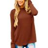 MEROKEETY Women’s Casual Long Sleeve Sweaters 2025 Loose Crew Neck Fall Winter Knit Pullover Sweater Tops(Rust)