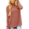 MEROKEETY Women’s Casual Long Sleeve Sweaters 2025 Loose Crew Neck Fall Winter Knit Pullover Sweater Tops(Tealrose)