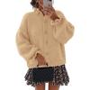 MEROKEETY Women’s Fall 2026 Chunky Cardigan Sweaters Trendy Ruffle Button Down Long Sleeve Casual Knit Coat Winter Clothes(Apricot)