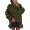 MEROKEETY Women’s Fall 2026 Chunky Cardigan Sweaters Trendy Ruffle Button Down Long Sleeve Casual Knit Coat Winter Clothes(Army Green)