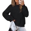 MEROKEETY Women’s Fall Cable Knit Sweater 2025 Fashion Warm Crew Neck Lantern Sleeve Chunky Winter Pullover Tops(Black)