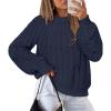 MEROKEETY Women’s Fall Cable Knit Sweater 2025 Fashion Warm Crew Neck Lantern Sleeve Chunky Winter Pullover Tops(Navy)