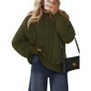 MEROKEETY Womens Fall Cable Knit Sweaters 2025 Long Lantern Sleeve Crewneck Chunky Loose Pullover Tops Winter Clothes(Army Green)