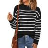 MEROKEETY Women’s Fall Long Sleeve Striped Pullover Sweaters 2025 Trendy Turtleneck Casual Knit Tops(Black)