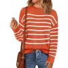 MEROKEETY Women’s Fall Long Sleeve Striped Pullover Sweaters 2025 Trendy Turtleneck Casual Knit Tops(Brick Red)