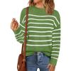 MEROKEETY Women’s Fall Long Sleeve Striped Pullover Sweaters 2025 Trendy Turtleneck Casual Knit Tops(Green)