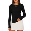 MEROKEETY Women’s Fall Long Sleeve Sweater Tops 2025 Boat Neck Ribbed Asymmetric Lightweight Knit Shirts(Black)