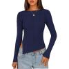 MEROKEETY Women’s Fall Long Sleeve Sweater Tops 2025 Boat Neck Ribbed Asymmetric Lightweight Knit Shirts(Navy)