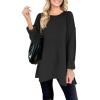 MEROKEETY Women’s Fall Winter Oversized Pullover Sweater Spring Casual Loose Crew Neck Long Sleeve Side Split Jumper Tops(Black)