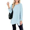 MEROKEETY Women’s Fall Winter Oversized Pullover Sweater Spring Casual Loose Crew Neck Long Sleeve Side Split Jumper Tops(Blue)