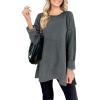 MEROKEETY Women’s Fall Winter Oversized Pullover Sweater Spring Casual Loose Crew Neck Long Sleeve Side Split Jumper Tops(Dark Grey)
