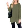 MEROKEETY Women’s Fall Winter Oversized Pullover Sweater Spring Casual Loose Crew Neck Long Sleeve Side Split Jumper Tops(Green)